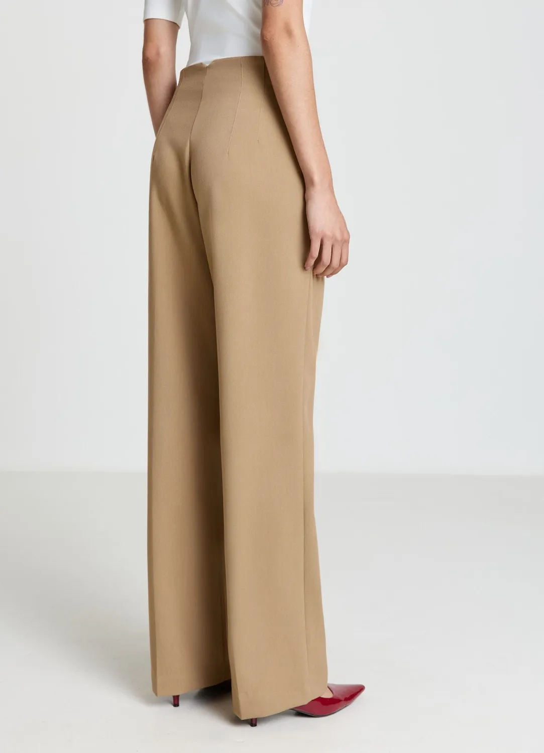Calliope Pantalon palazzo femme taille haute pinces