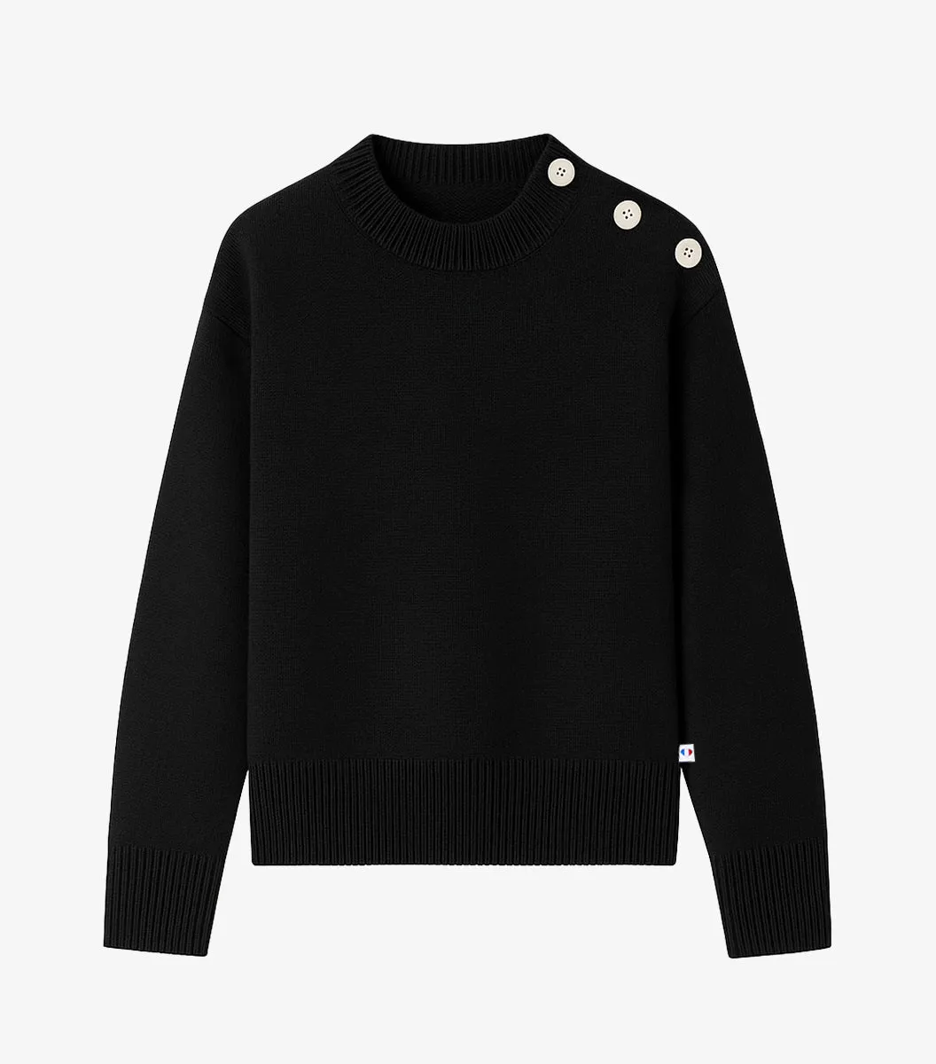 Cocorico Marin Noir pull femme noir chaud