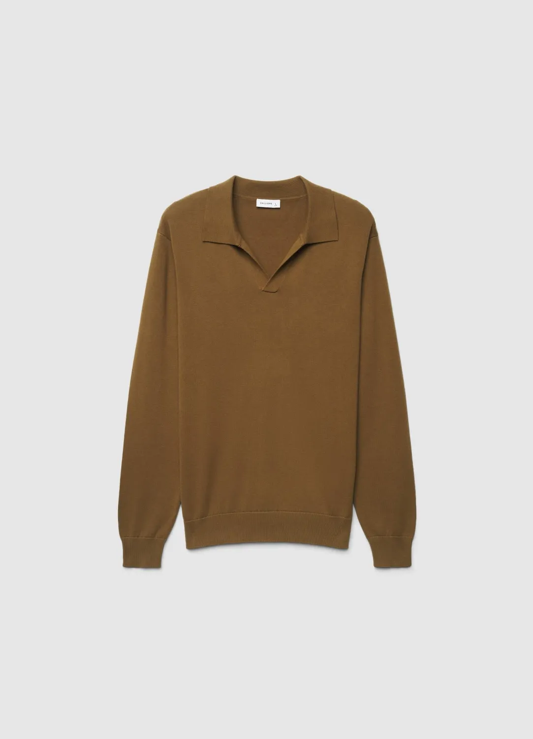 Calliope polo homme col V manches longues uni