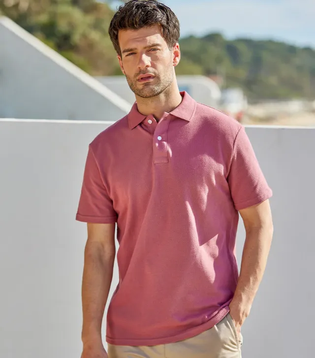 Cocorico Intemporel polo homme rose coton