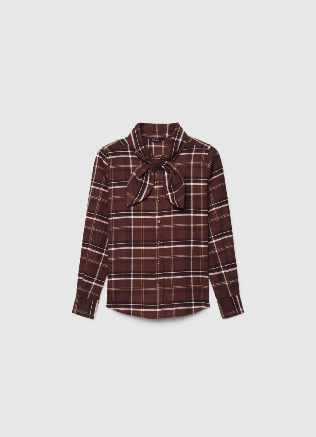 Calliope chemise à carreaux noeud femme manches longues
