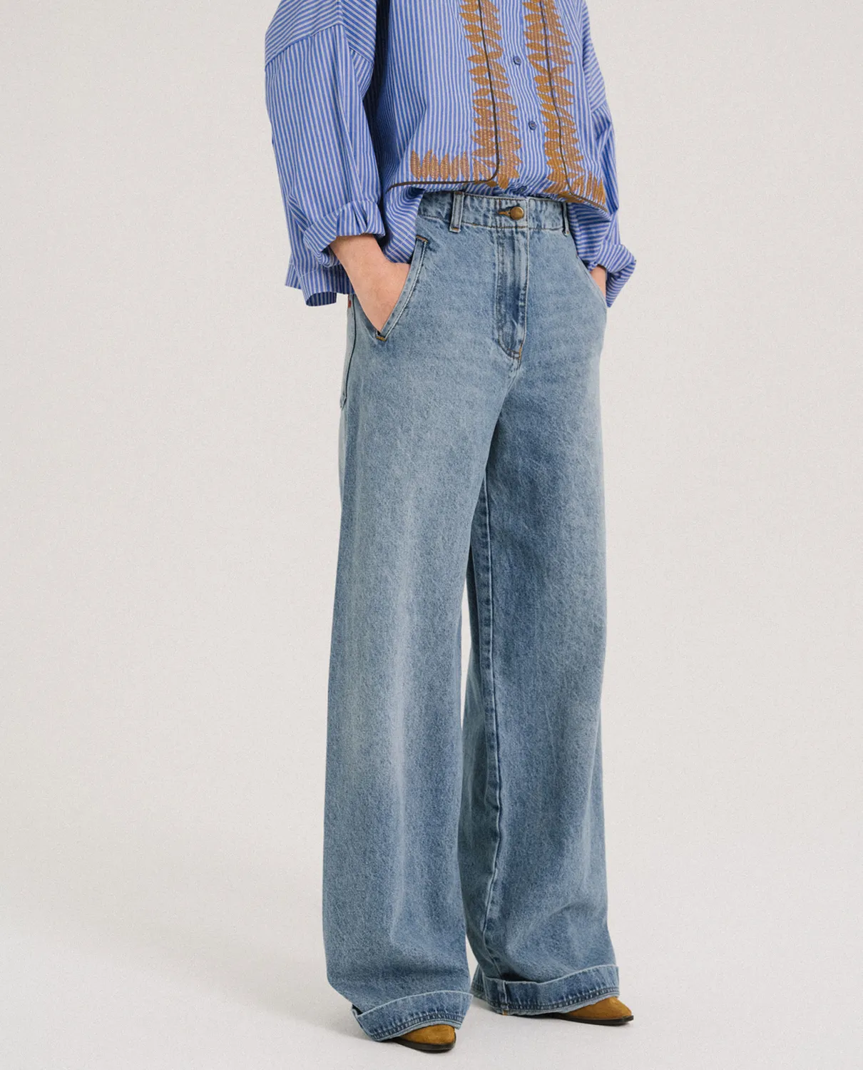 Tinsels Fedel La Vague jean large brodé coton