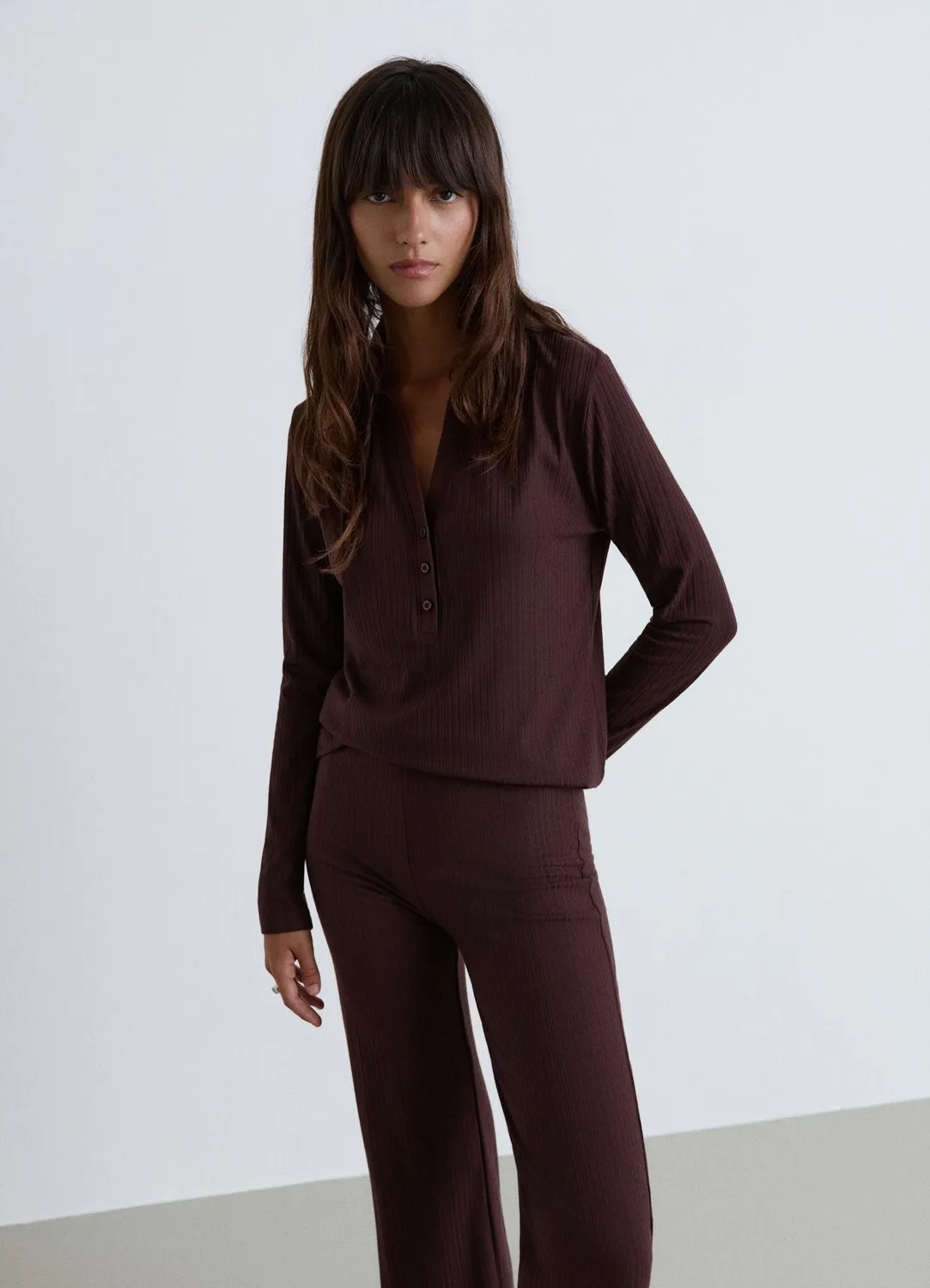 Calliope ensemble pyjama femme côtelé uni