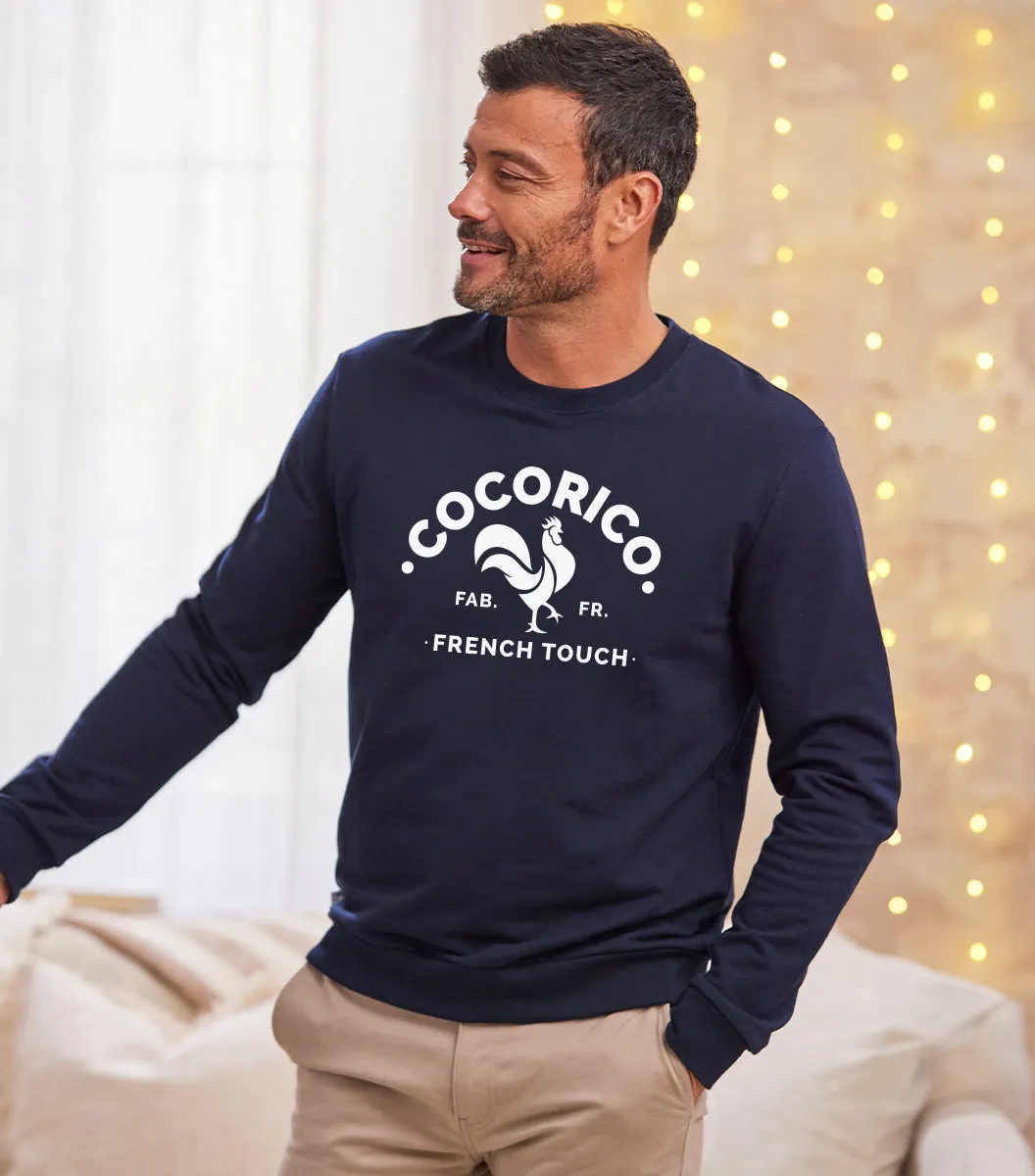 Cocorico Coq Français sweat homme marine coton