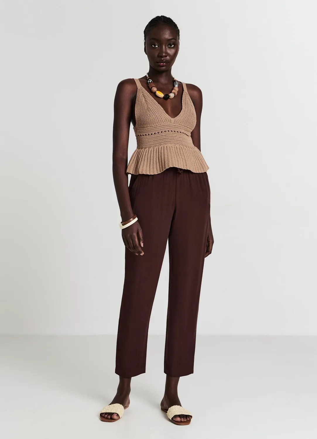 Calliope pantalon femme uni cordon poches