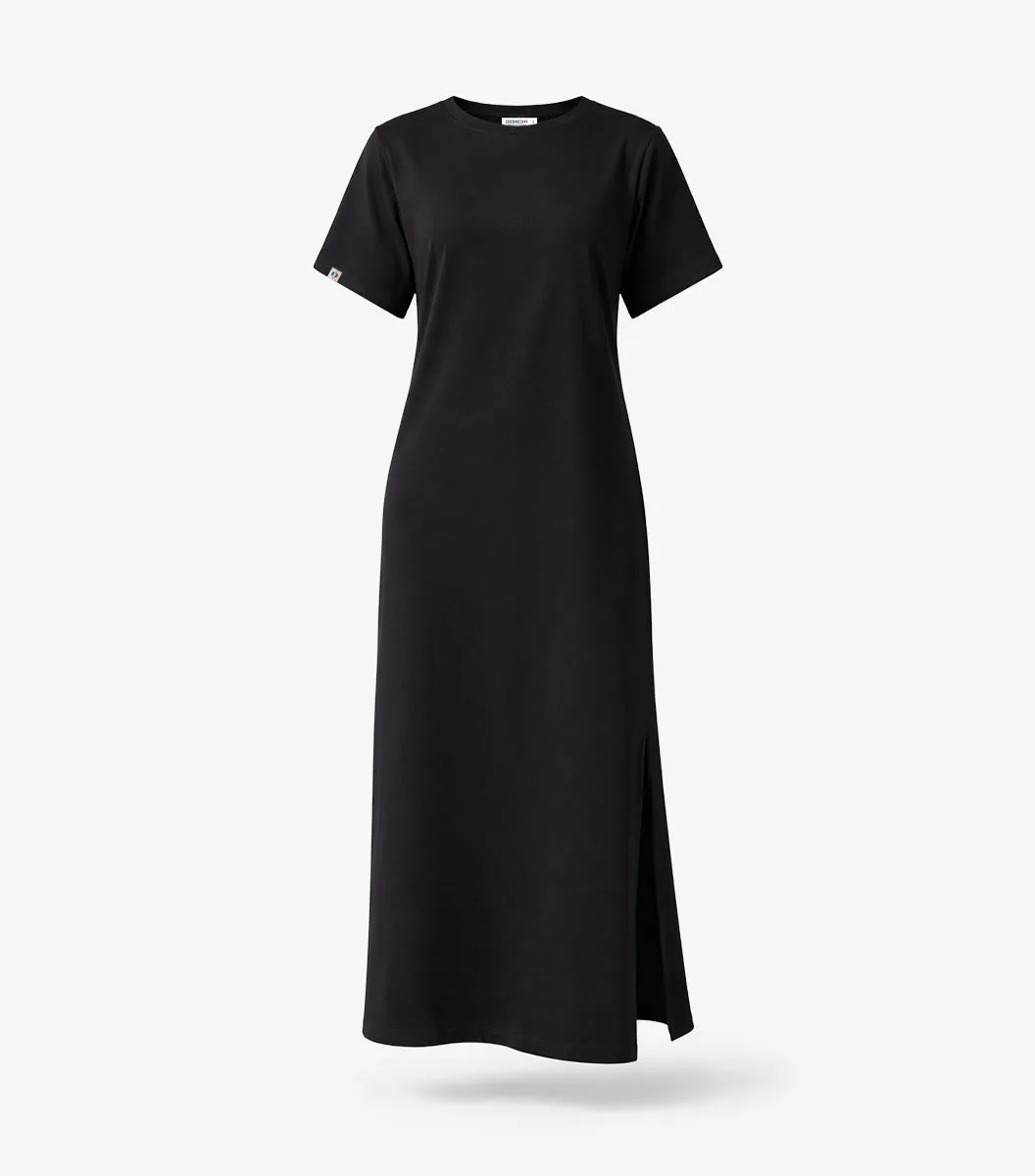 Cocorico Ela robe longue femme noir coton fente
