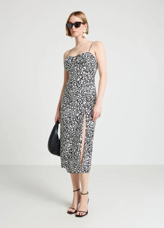 Calliope robe longue animalier fente col cœur femme