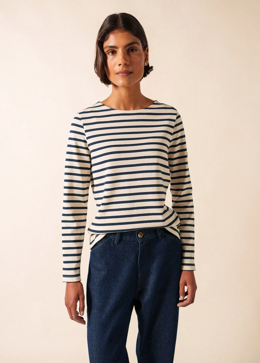 Saint James Méridame marinière femme écru marine coton
