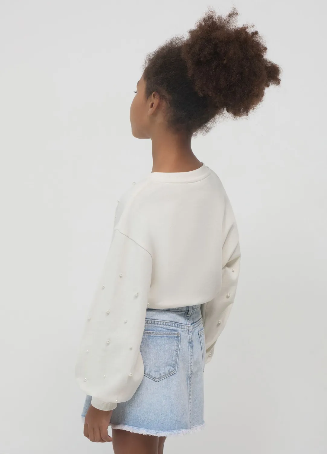 Calliope Sweat Perles Fille Col Rond Coton