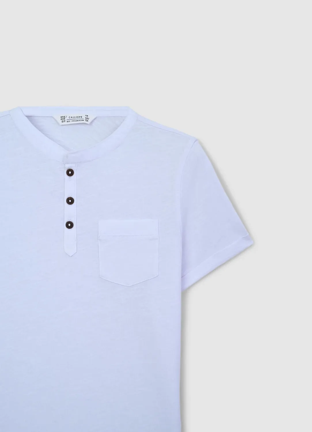 Calliope t-shirt Henley garçon coton manches courtes