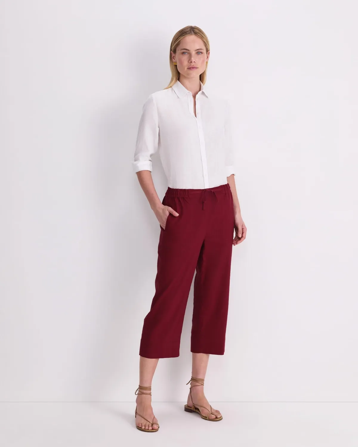Sportscraft Rosa pantalon lin cropped femme
