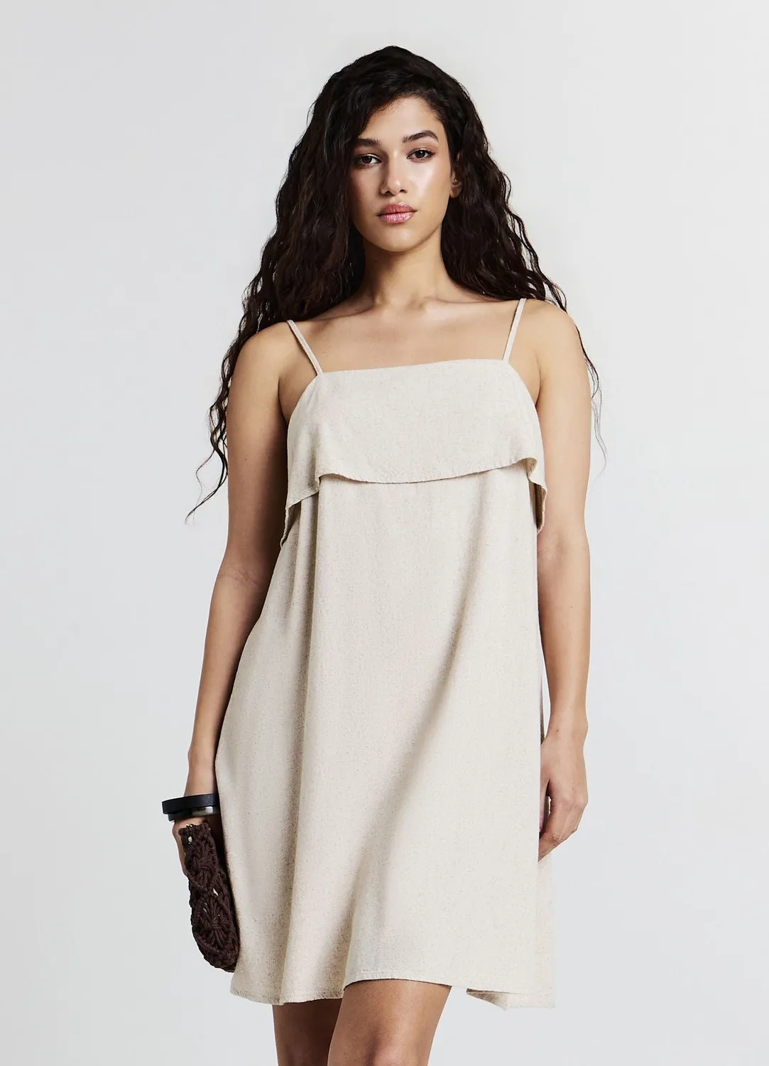 Calliope robe courte femme en lin bretelles fines