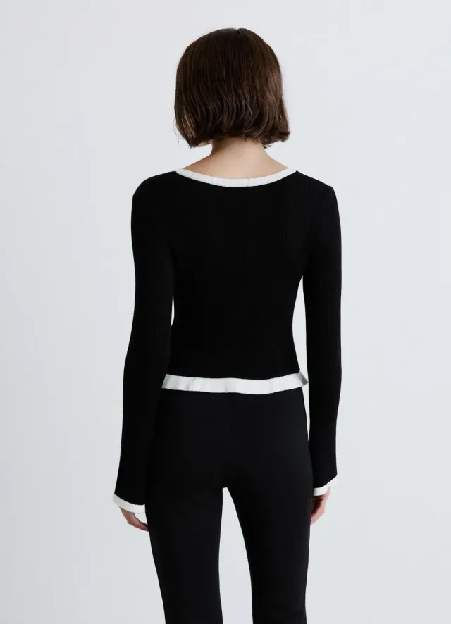 Calliope Cardigan uni volants bords contraste femme