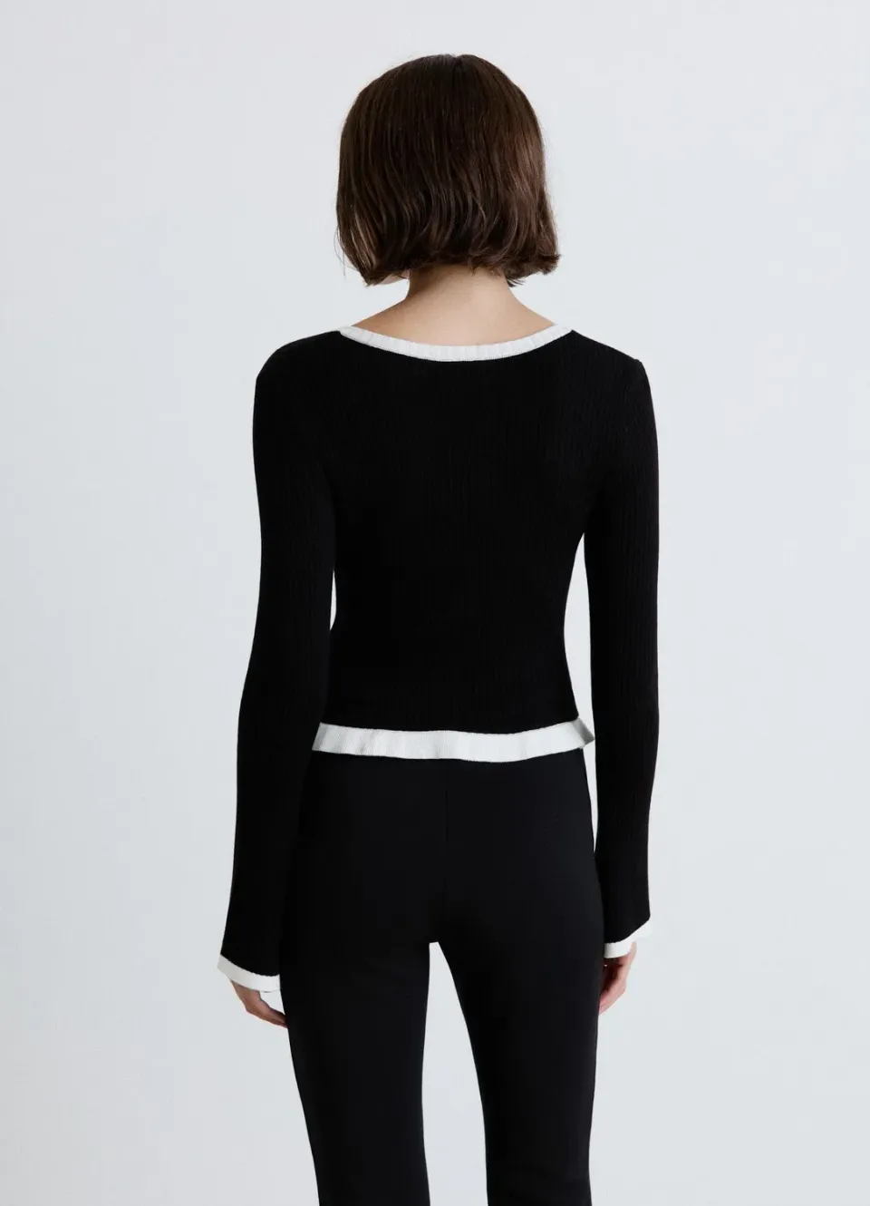 Calliope Cardigan uni volants bords contraste femme
