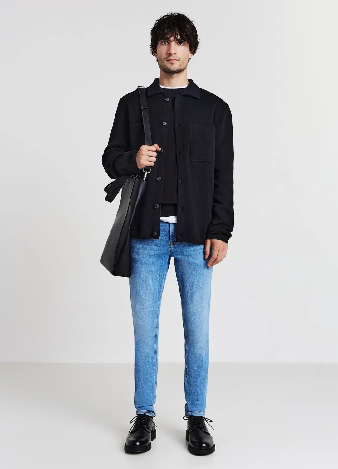 Calliope polo col bouton homme L manches longues