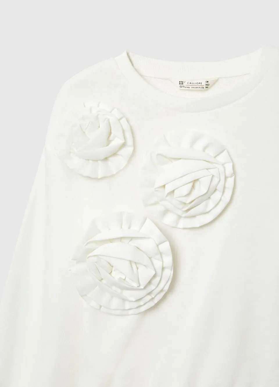 Calliope sweat fille fleurs col rond sans capuche