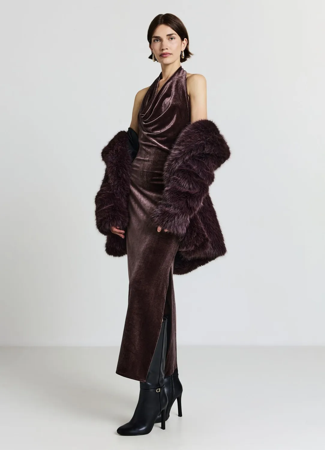 Calliope robe longue col drapé femme soirée