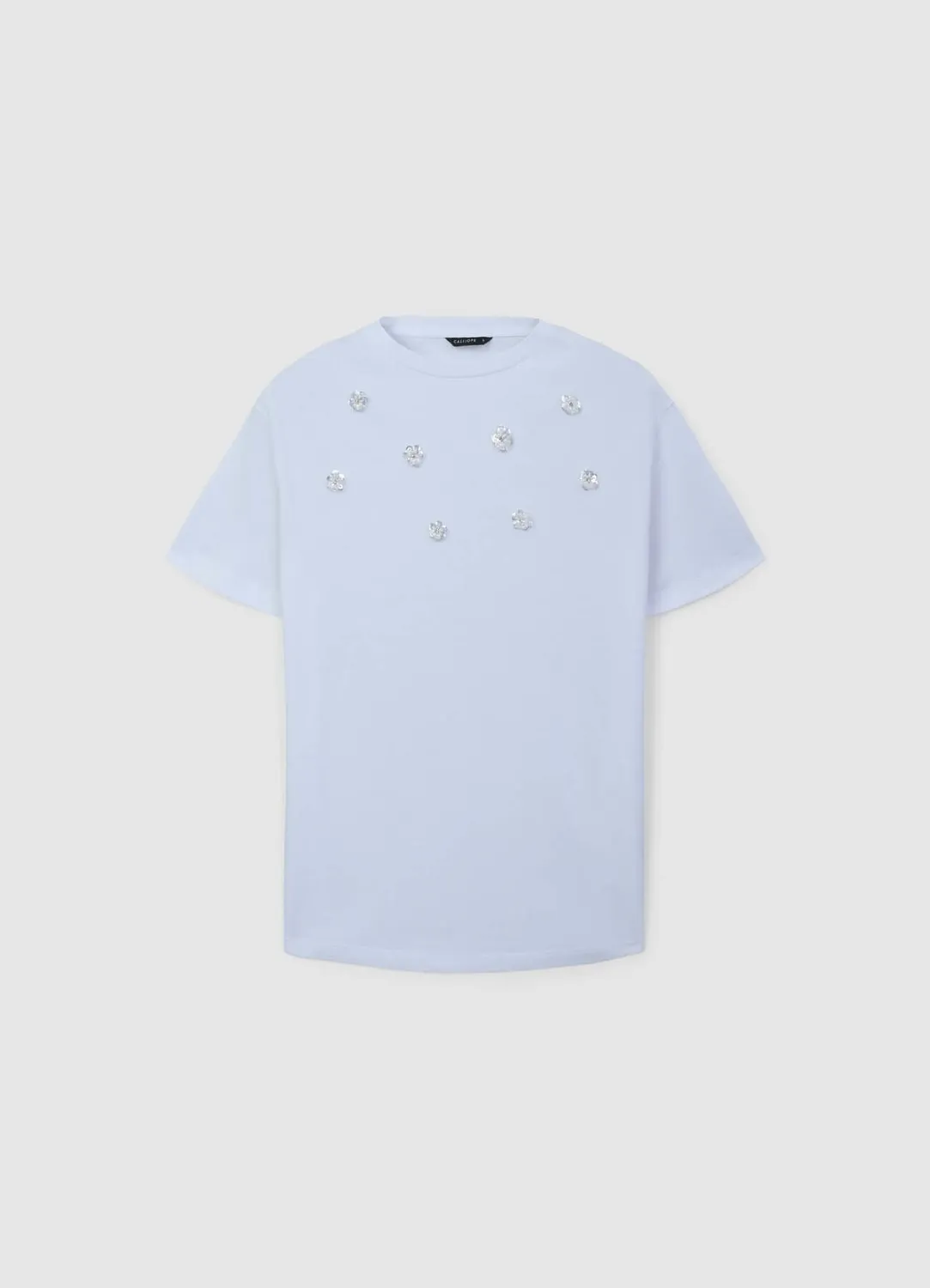 Calliope t-shirt fleurs appliquées femme coton