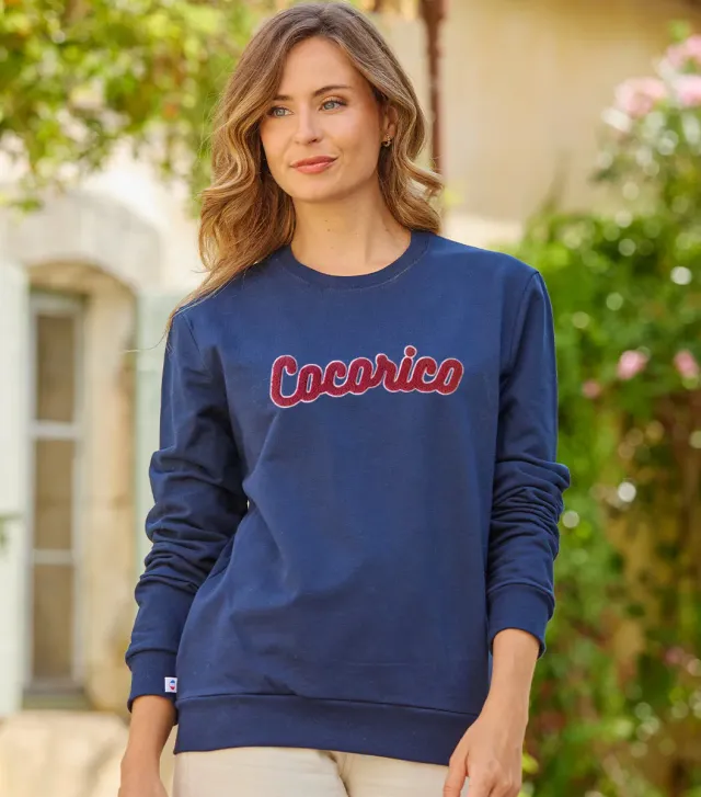 Cocorico Bouclette sweat femme marine coton