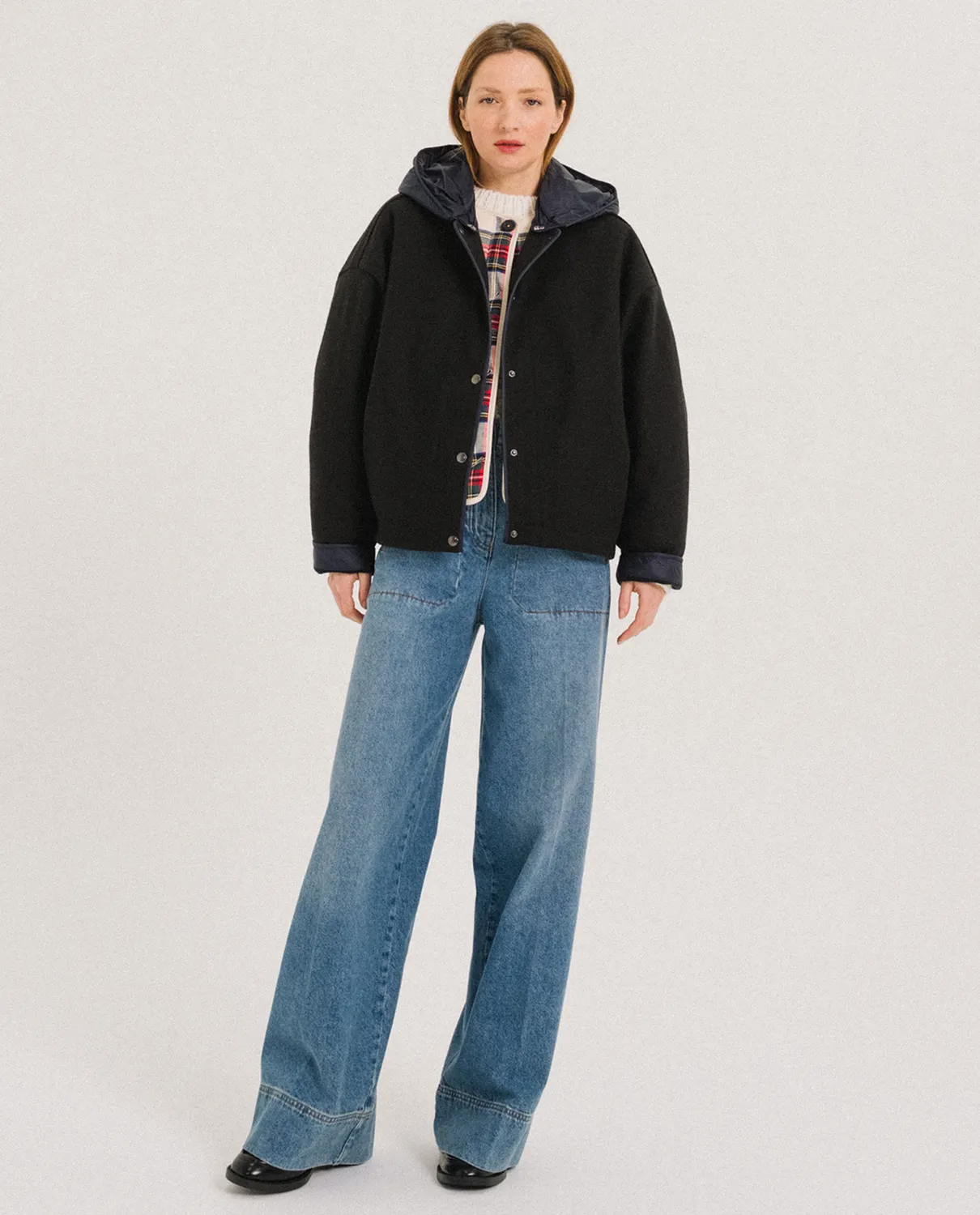 TINSELS FRIENDS blouson noir capuche amovible