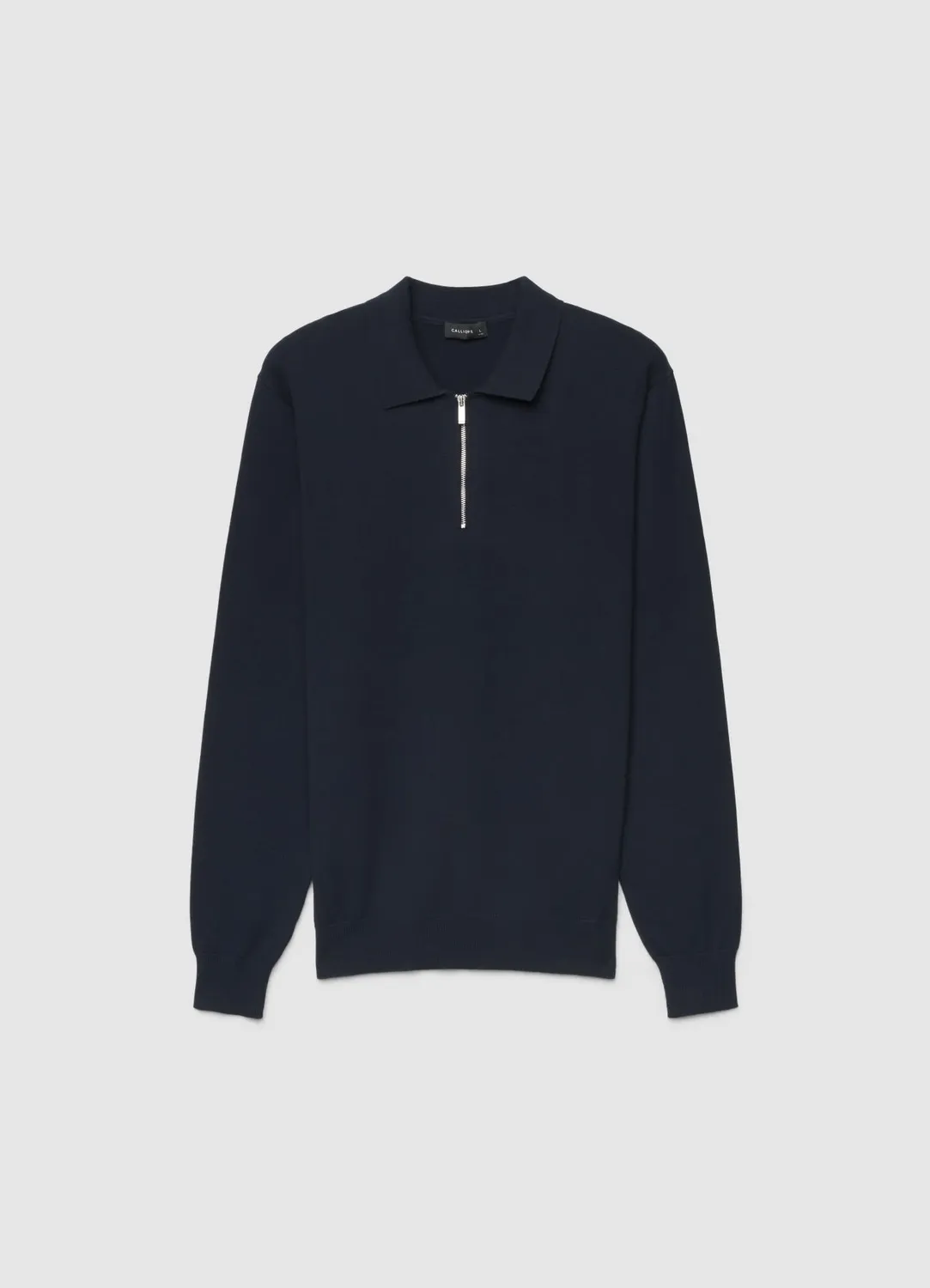 Calliope polo homme manches longues zip coton