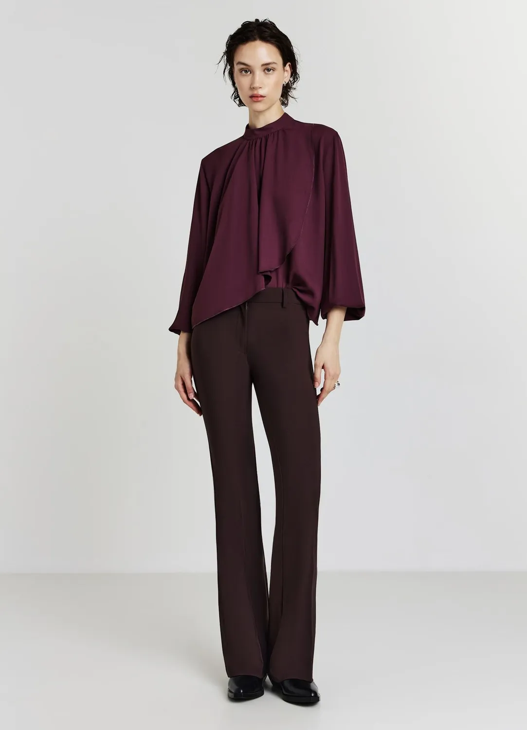 Calliope blouse volants manches longues femme unie