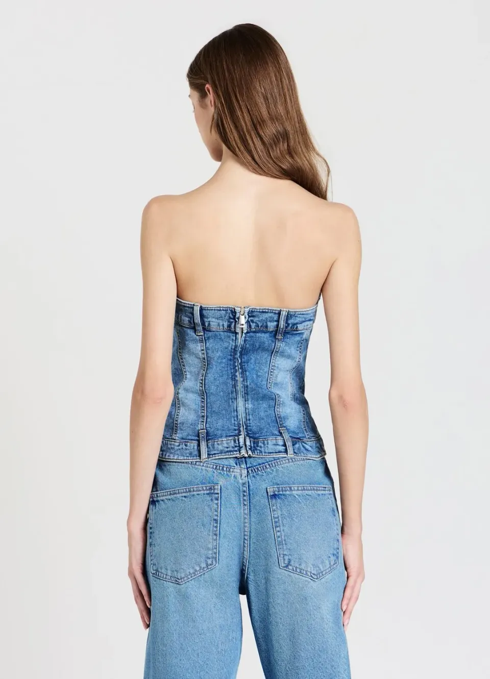 Calliope Top denim zip bandeau femme XS denim