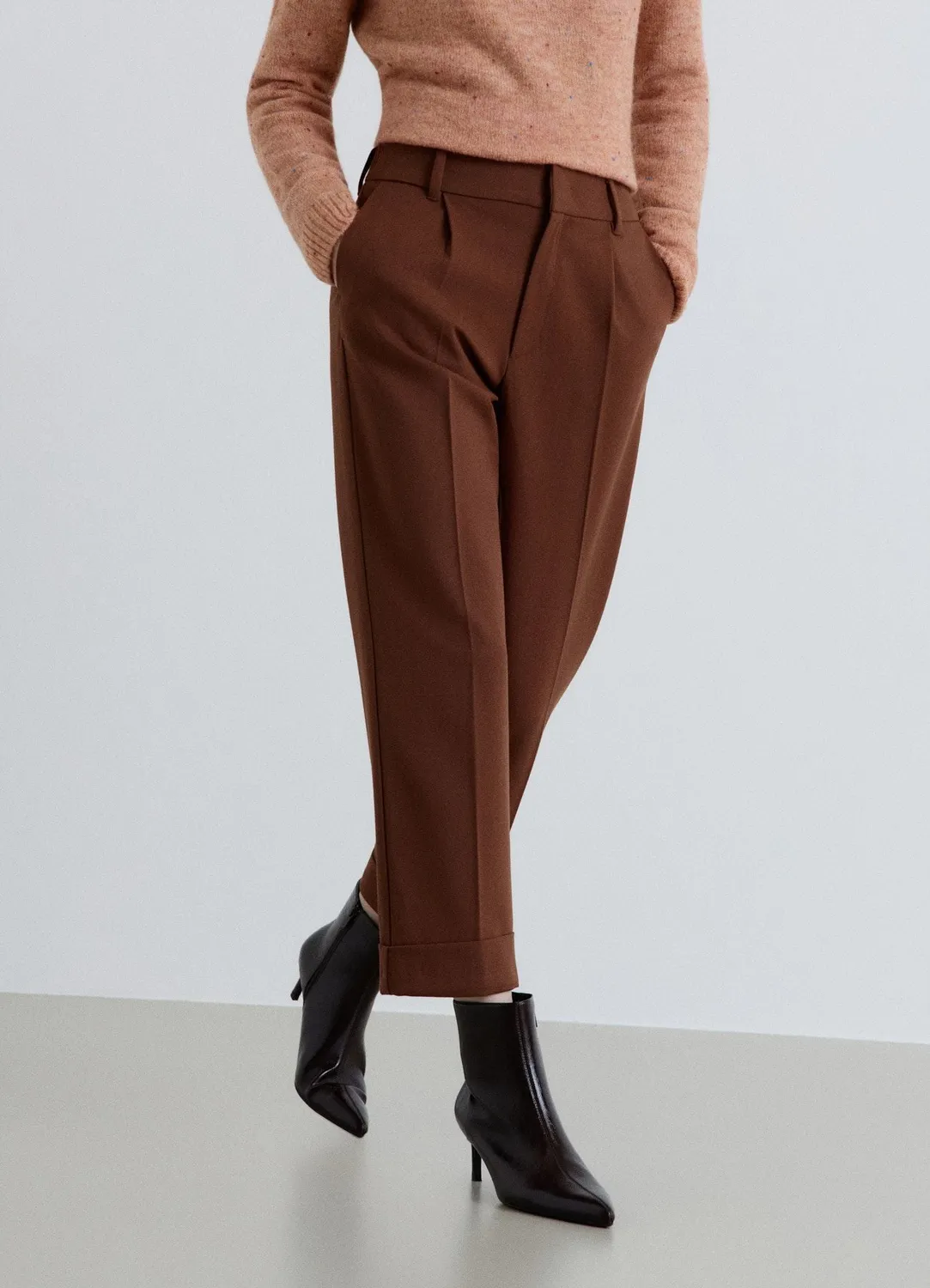 Calliope pantalon droit femme élastique à revers