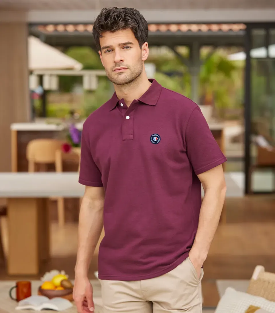 Cocorico Blason polo homme bordeaux coton