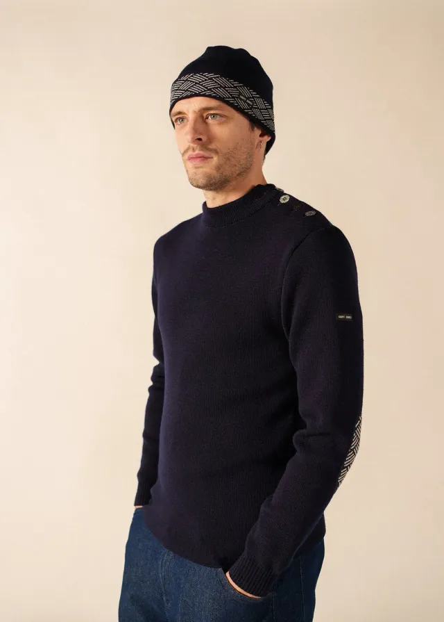 Saint James Équipage bonnet navy blanc 100% laine