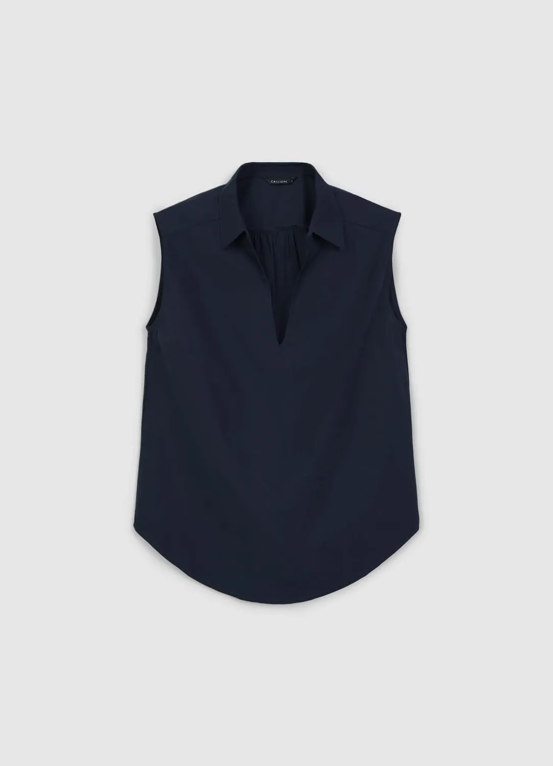 Calliope top col chemise femme sans manches coton