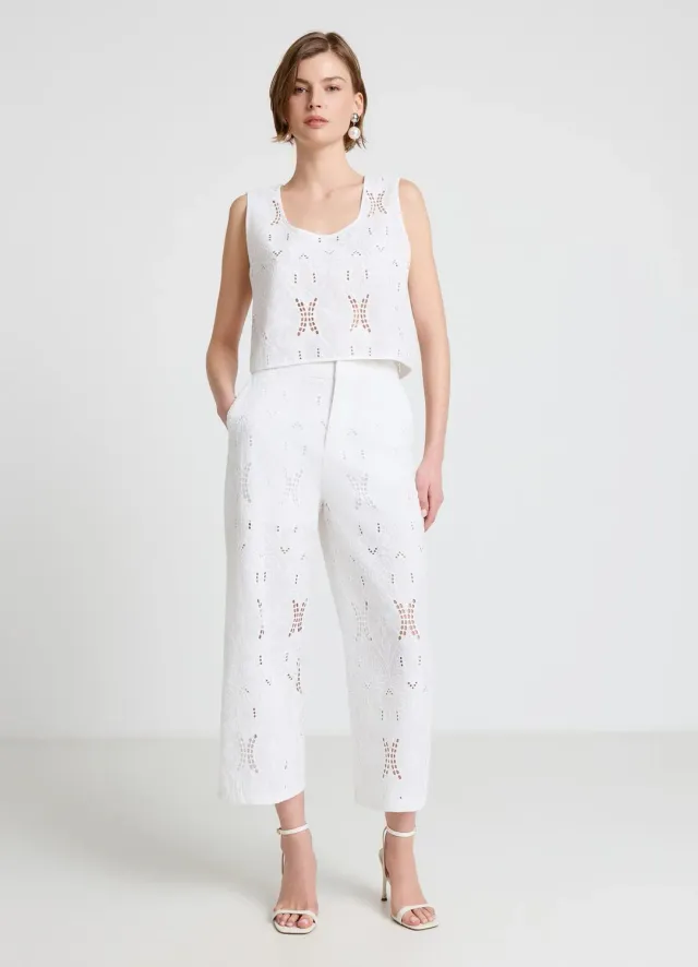 Calliope Top sangallo sans manches femme