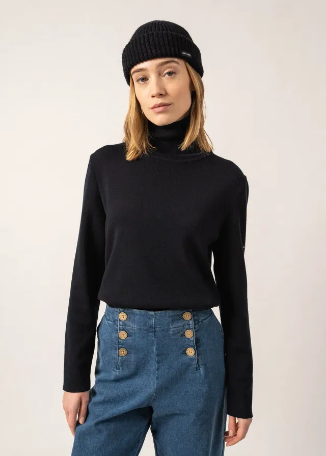 Saint James Houat pull col roulé navy 100% laine