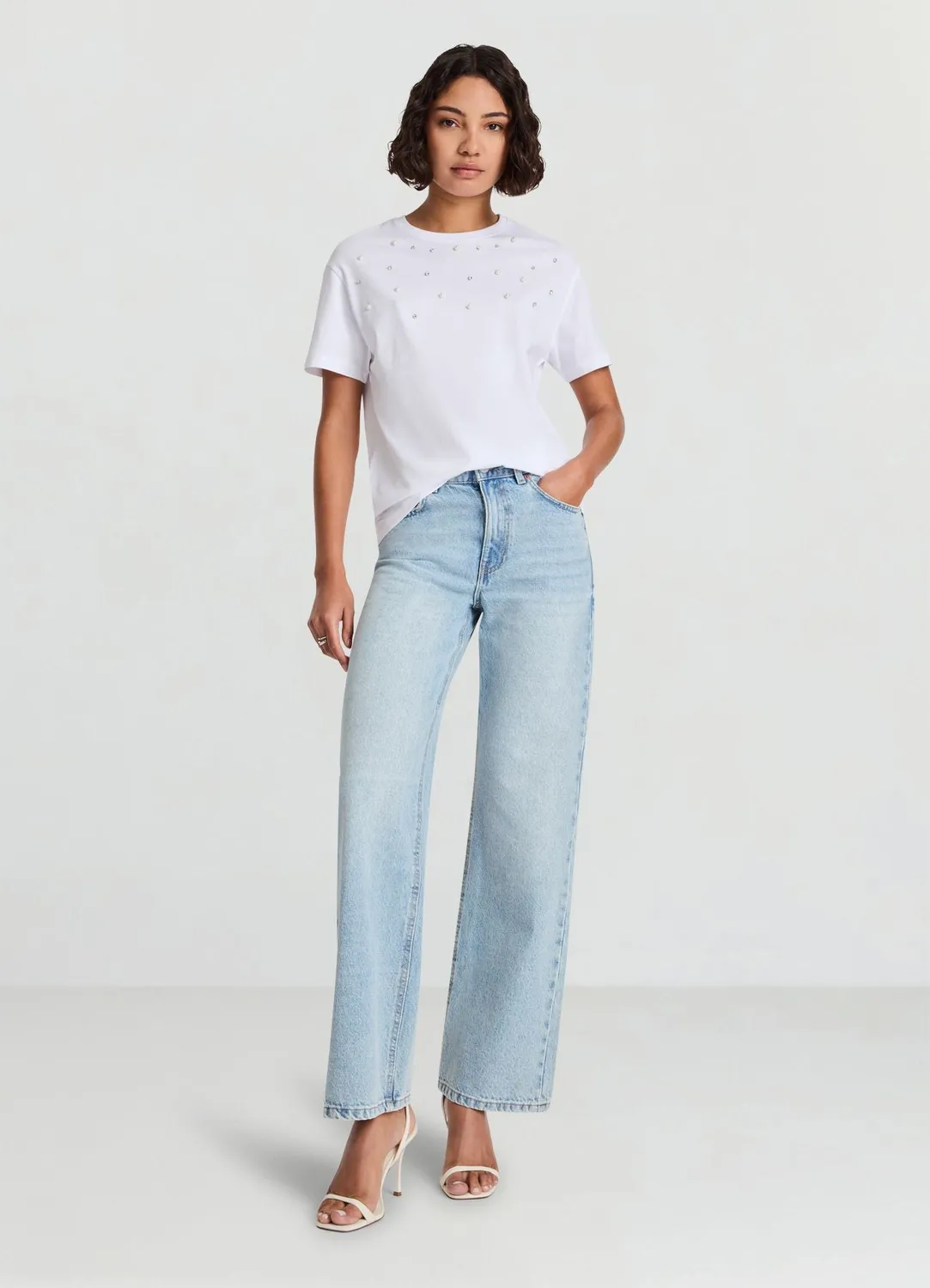 Calliope t-shirt perles et strass femme col rond