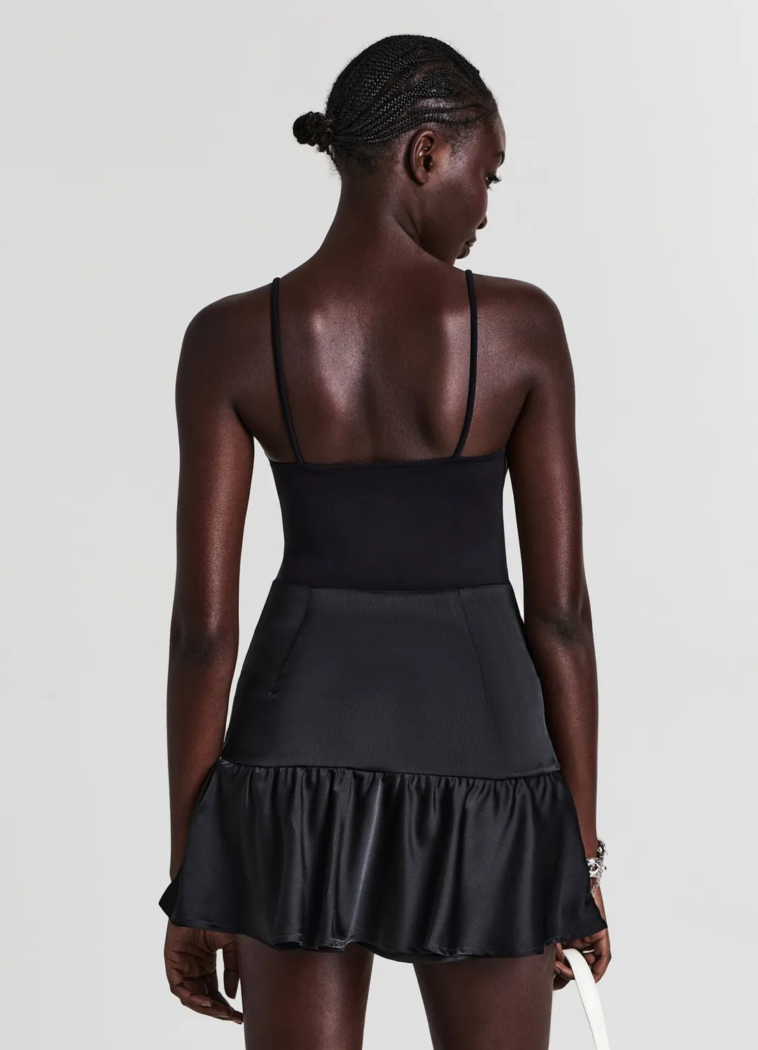 Calliope jupe-culotte satinée femme à volants
