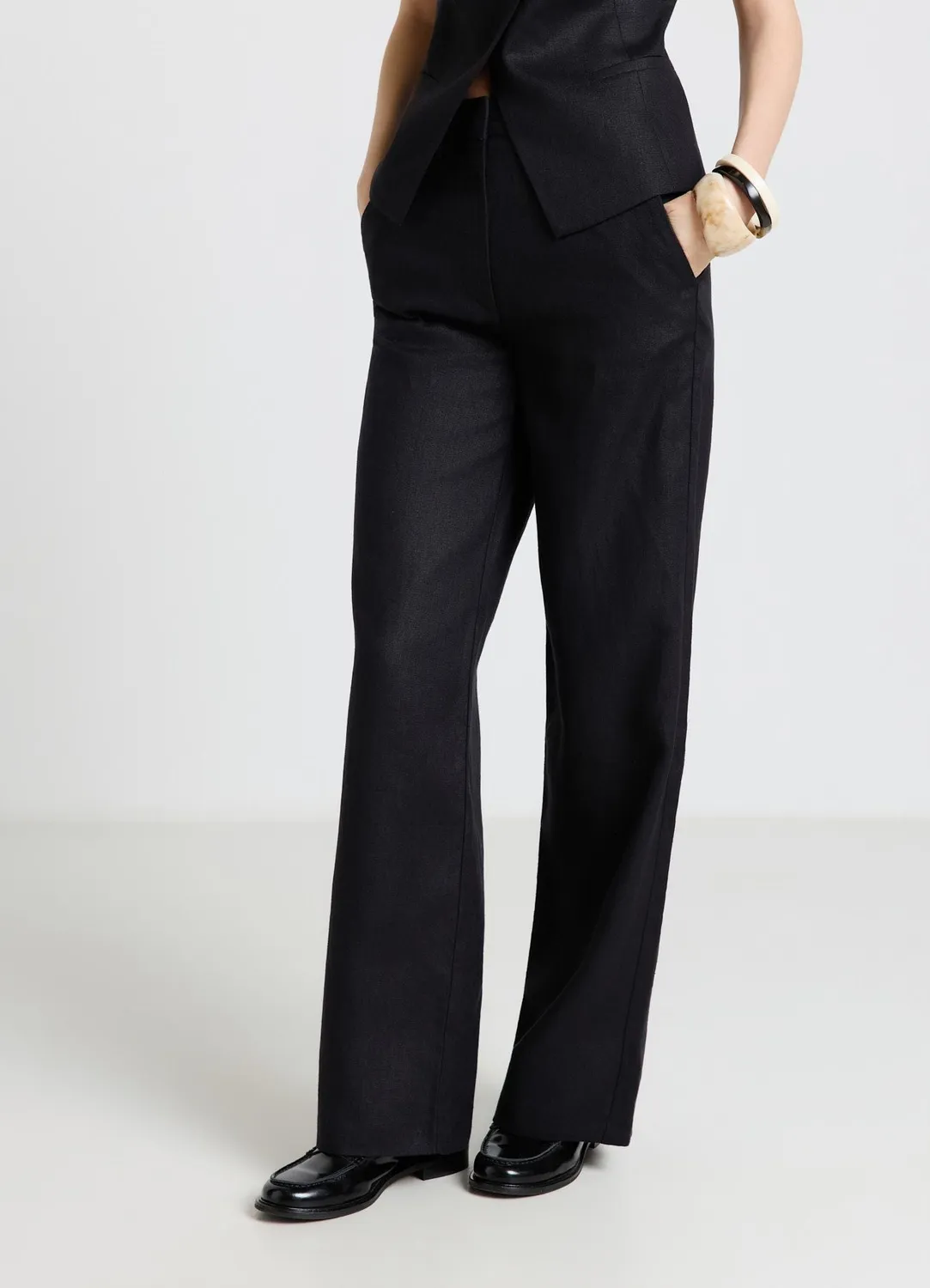 Calliope pantalon palazzo en lin uni