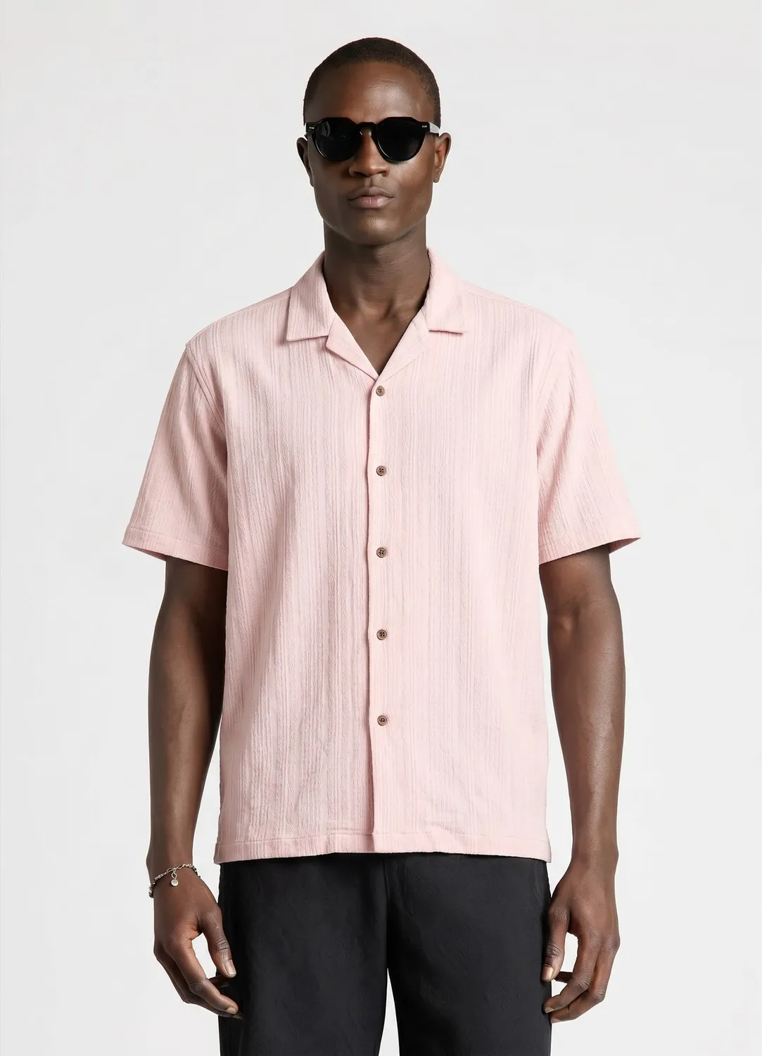 Chemise Calliope bowling homme jacquard rayures manches courtes