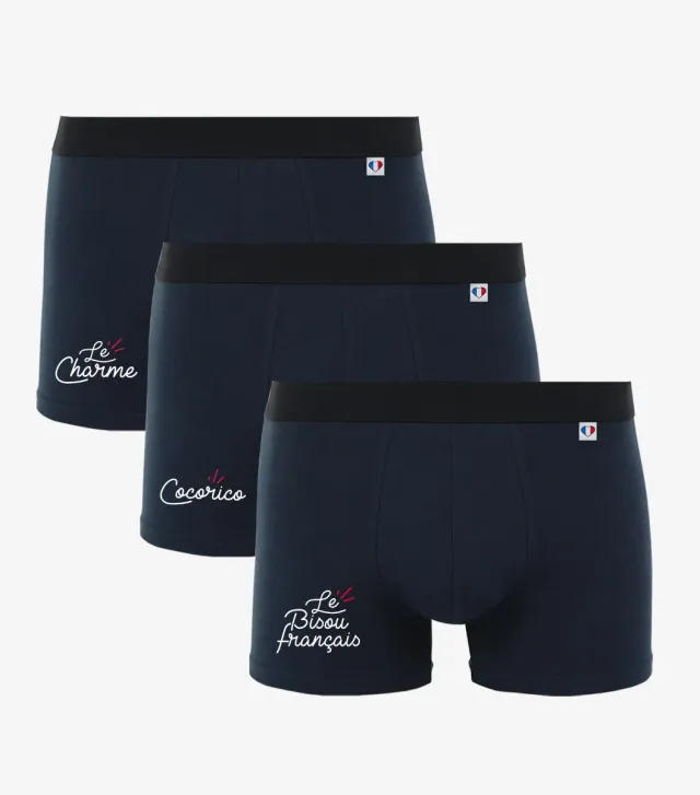 Cocorico Pack Charme boxer homme marine x3 coton