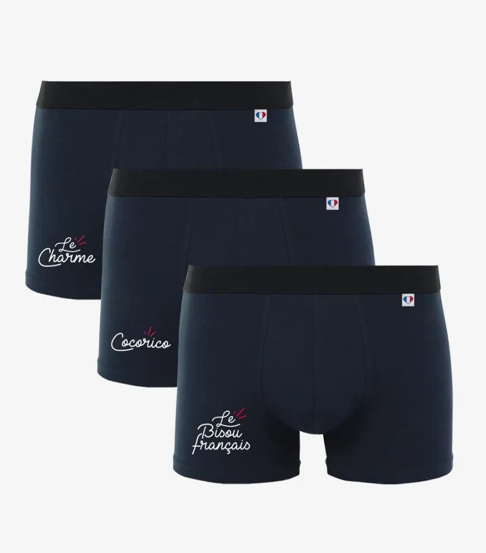 Cocorico Pack Charme boxer homme marine x3 coton