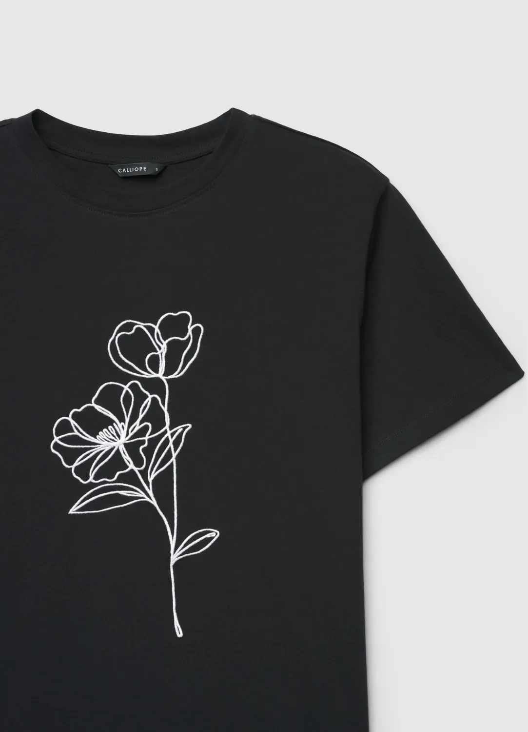 Calliope t-shirt broderie fleurs femme col rond