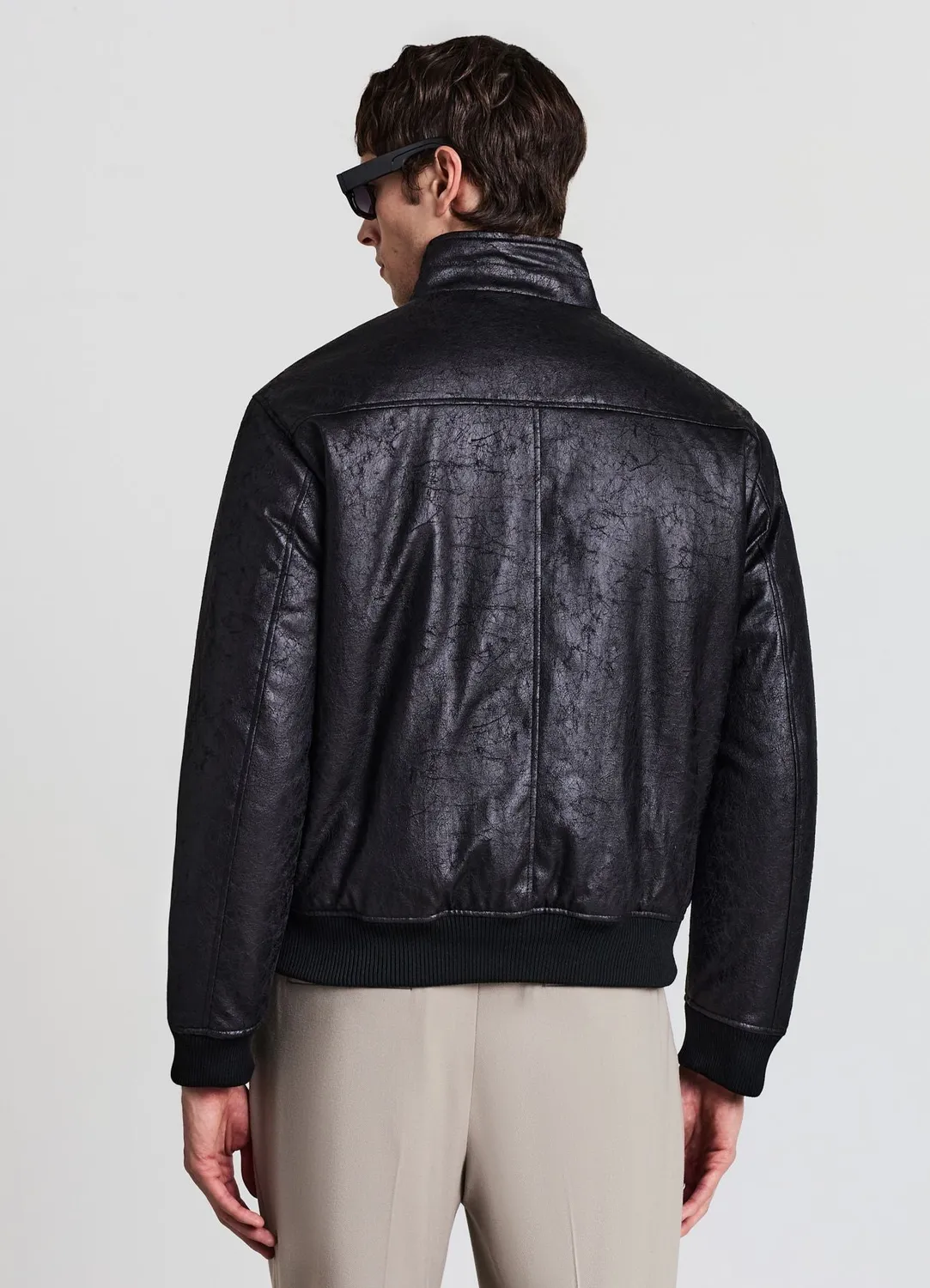 Calliope blouson homme simili cuir matelasse col montant