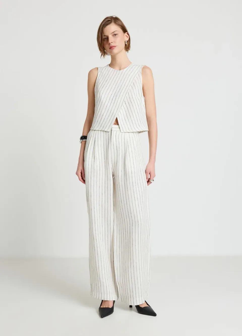 Calliope top femme rayé lin col rond