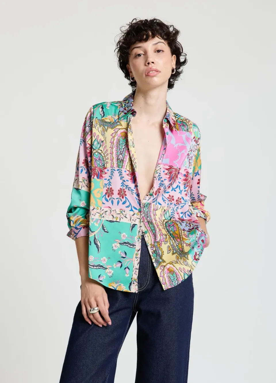 Calliope chemise satinée patchwork regular