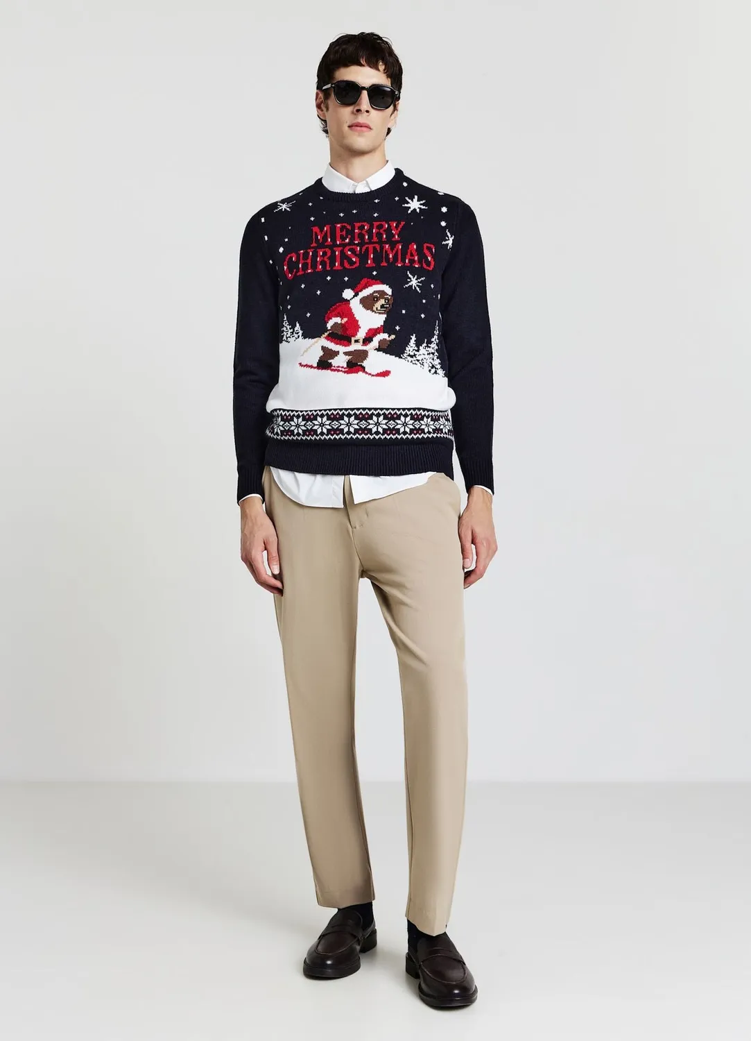 Calliope pull noël homme col rond manches longues