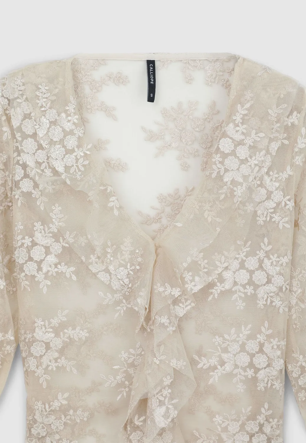 Calliope blouse femme dentelle volants manches longues S