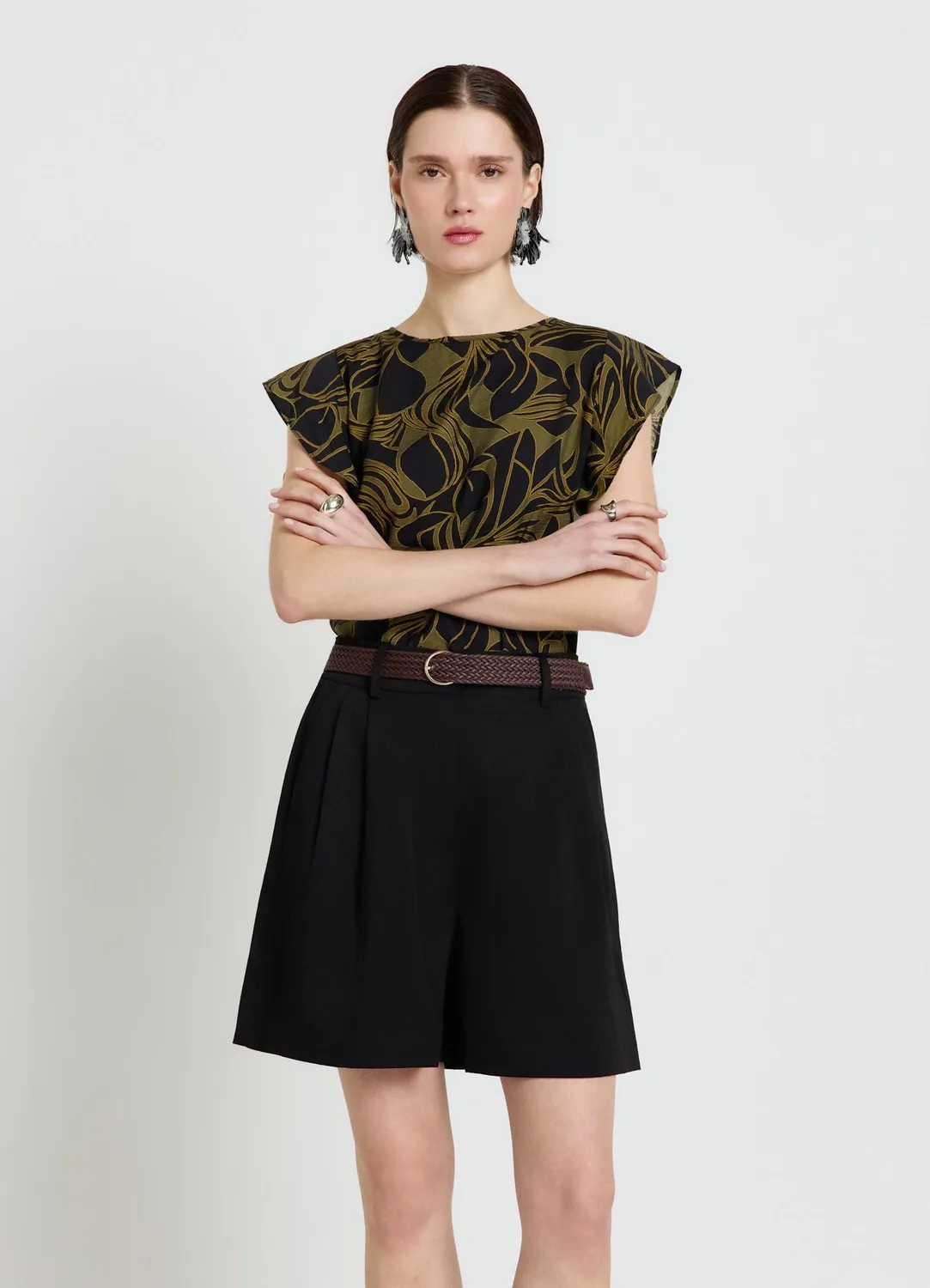 Calliope blouse manches courtes imprimé feuillage femme