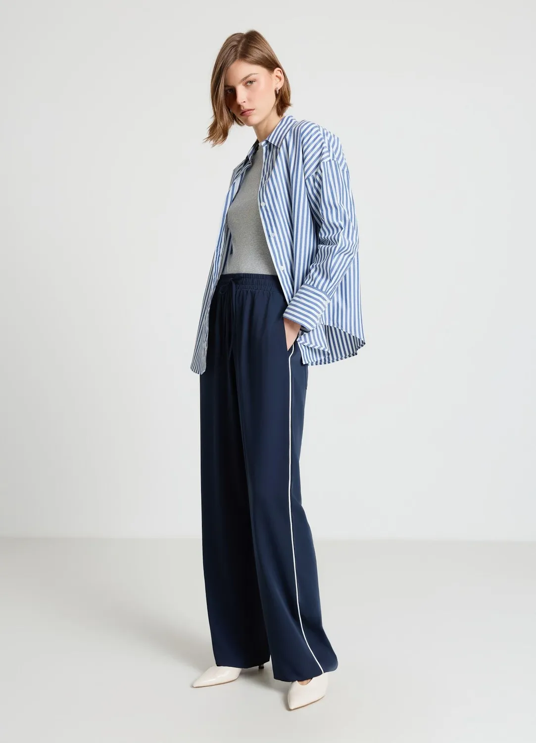 Calliope pantalon profils contraste femme coupe droite