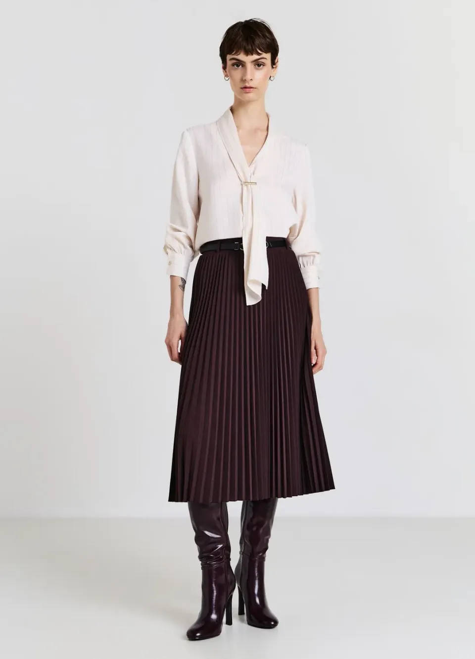 Calliope Blouse col châle femme rayée boutonnée