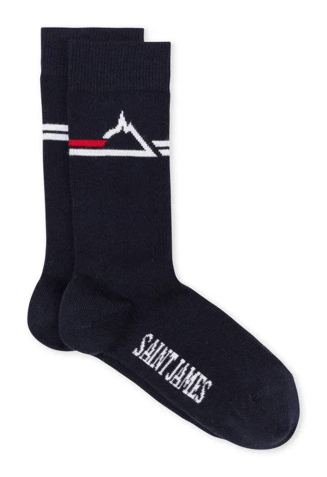Saint James Logo chaussettes coton navy broderie