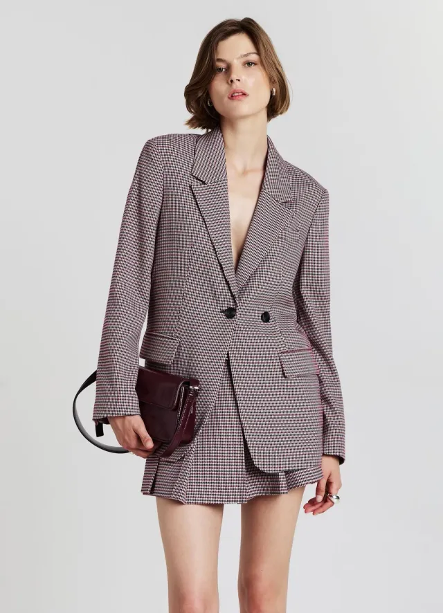 Calliope blazer pied-de-poule femme monobouton
